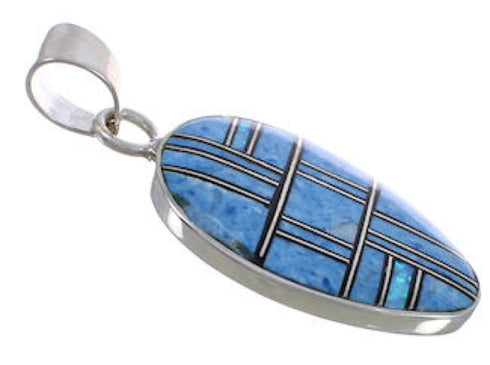 Southwest Silver Multicolor Inlay Pendant WX43389